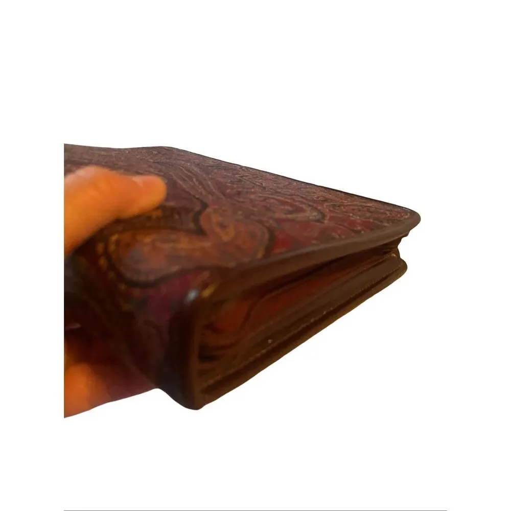 Vintage Franklin Quest Co. Brown Red Leather Paisley Tapestry Day Planner OS
